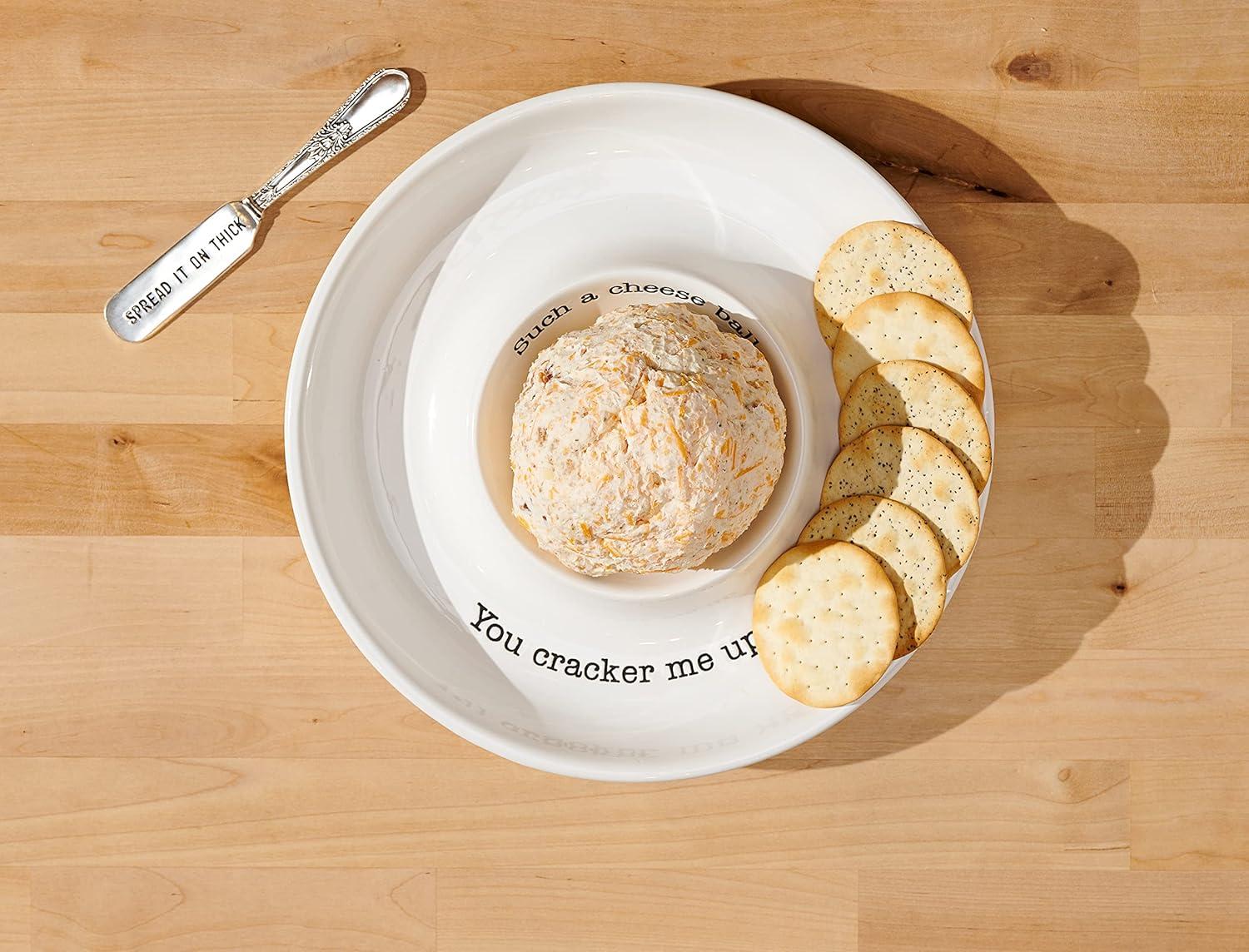 imageMud Pie Circa Cheese Ball Dish SetWhite dish 1 12quot x 9 12quot dia spreader 5 12quotdish 1 12 x 9 12 dia spreader 5 12