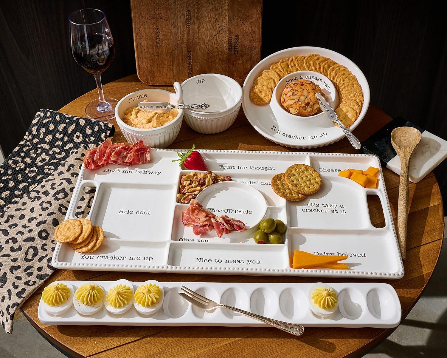 imageMud Pie Circa Cheese Ball Dish SetWhite dish 1 12quot x 9 12quot dia spreader 5 12quotdish 1 12 x 9 12 dia spreader 5 12