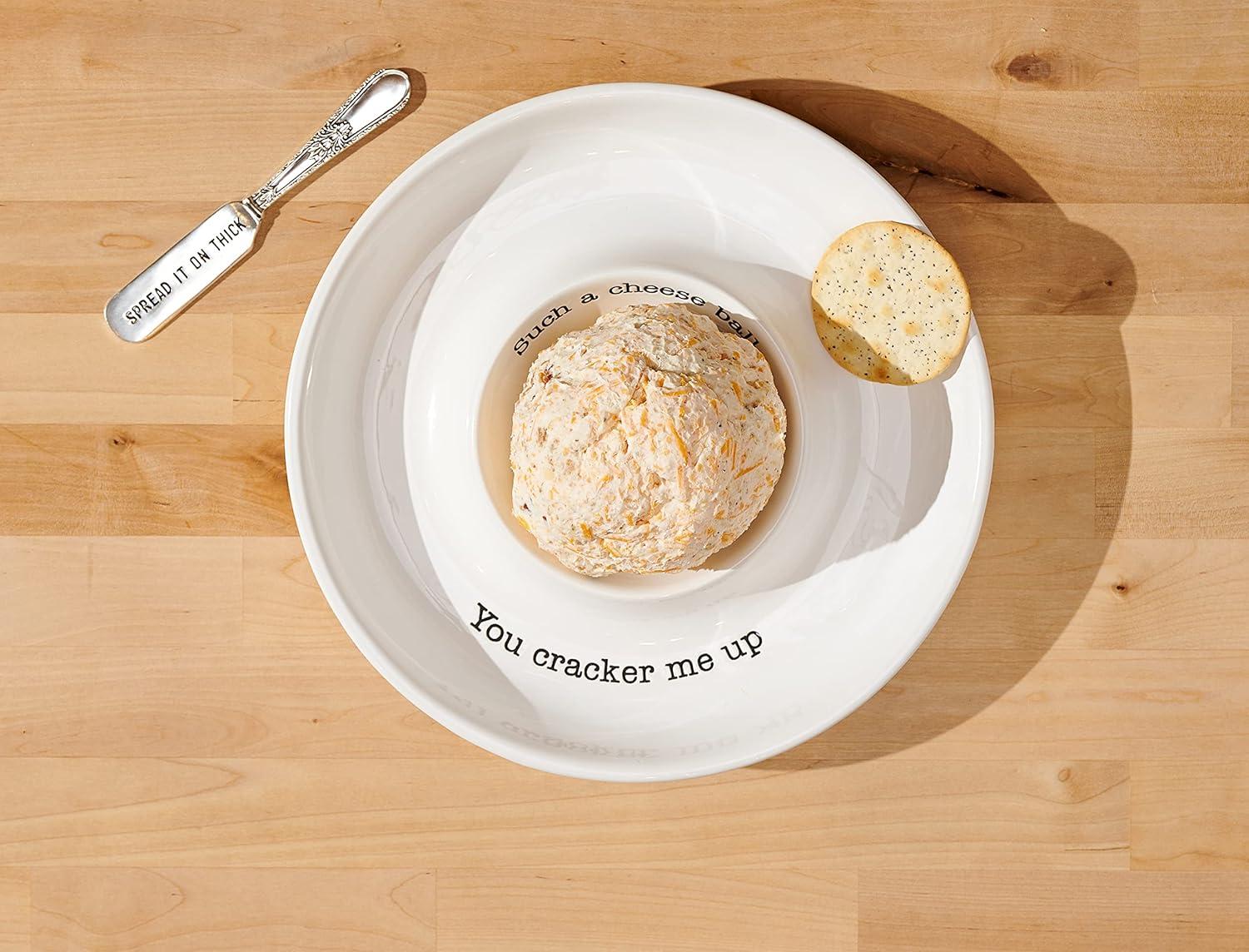imageMud Pie Circa Cheese Ball Dish SetWhite dish 1 12quot x 9 12quot dia spreader 5 12quotdish 1 12 x 9 12 dia spreader 5 12
