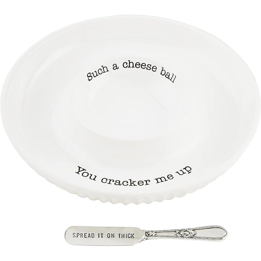 imageMud Pie Circa Cheese Ball Dish SetWhite dish 1 12quot x 9 12quot dia spreader 5 12quotdish 1 12 x 9 12 dia spreader 5 12