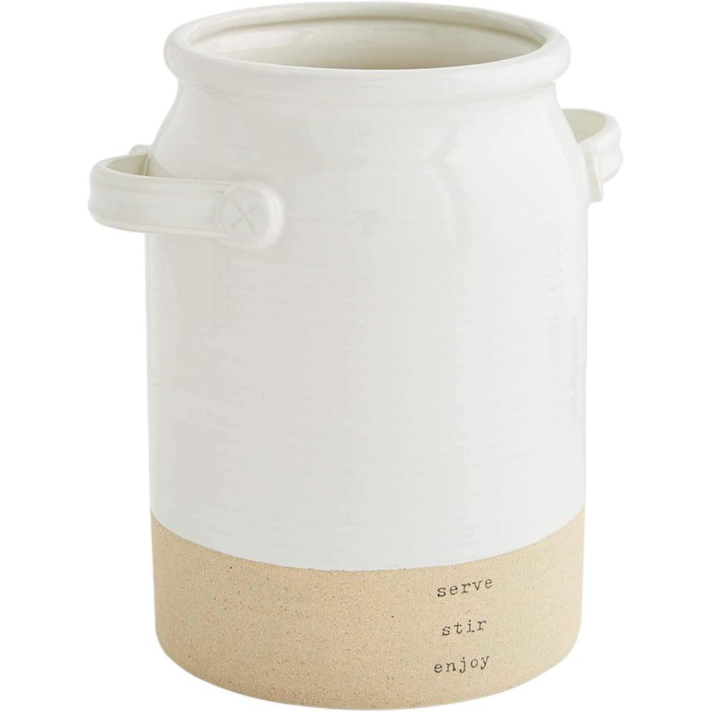 imageMud Pie Circa Utensil Ceramic Holder 65quotx5quot dia UtensilsWhite GlazedStoneware