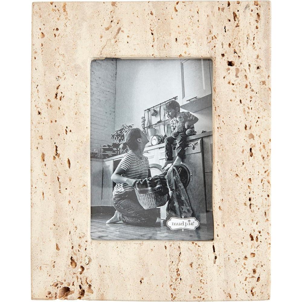 imageMud Pie Cream Travertine Frame Small 95quot x 75quot