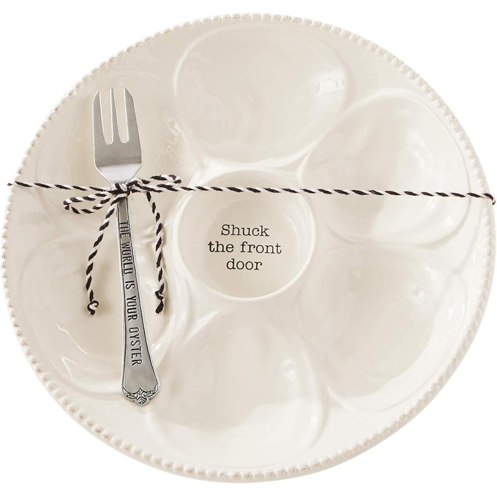 imageMud Pie Deviled Egg Paddle Tray 5 12quot x 15 12quot  Fork 7quot WhiteOyster Platter