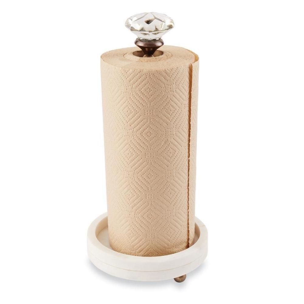 imageMud Pie Glass Knob and Marble Paper Towel Holder 15quot x 7quot Dia