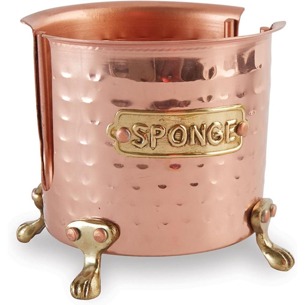 imageMud Pie Kitchen Dish Sponge Holder Caddy Off WhiteCopper