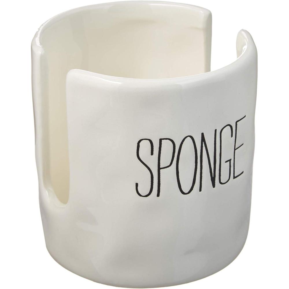 imageMud Pie Kitchen Dish Sponge Holder Caddy Off WhiteOffwhite