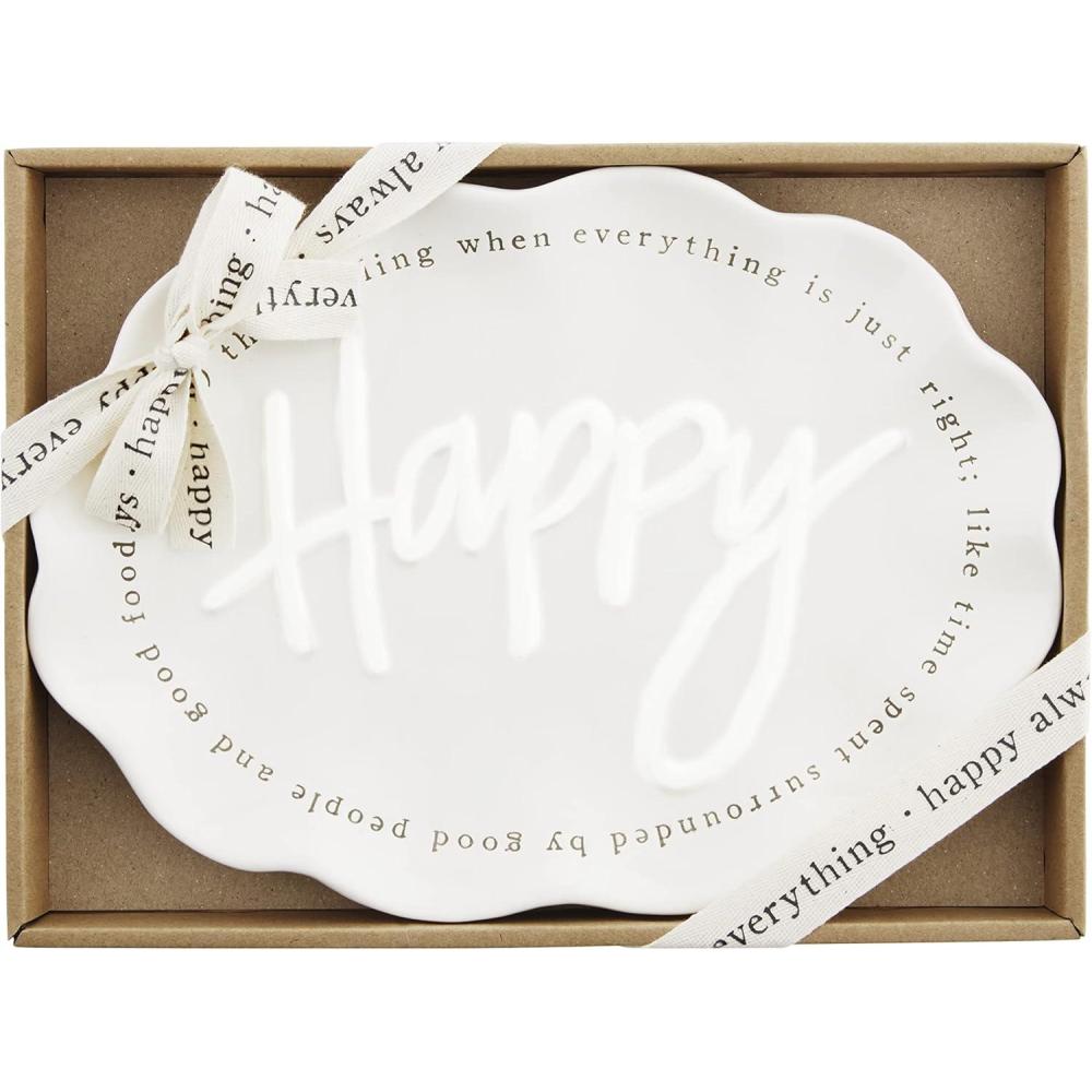 imageMud Pie Ruffled Happy Definition Plate White 7 12quot x 10 12quot7 12 x 10 12