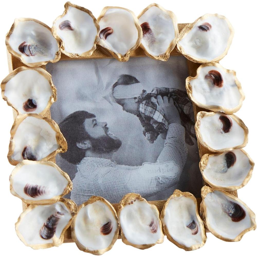 imageMud Pie Square Mini Gold Oyster Frame 4quot X 4quot