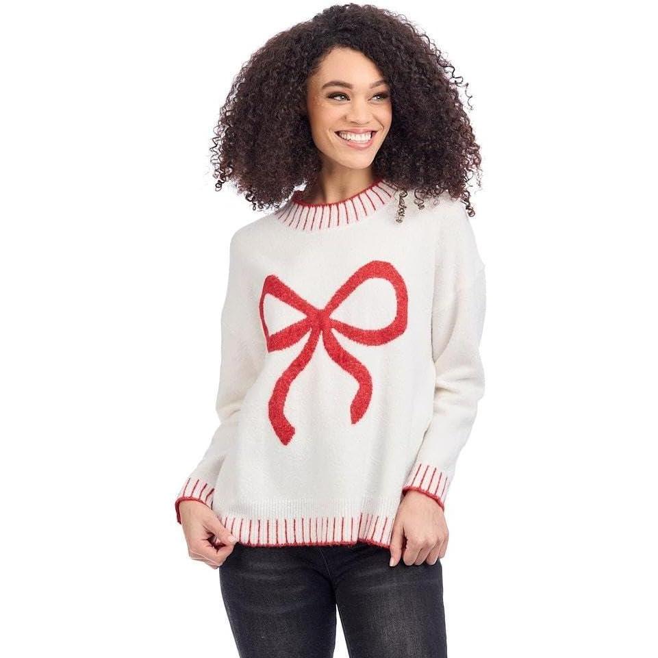 imageMud Pie Womens Mud Pie Womens Wilder Bow SweaterWhite