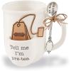 Mud Pie Vintage Inspired Ceramic Mug Spoon-Par Tea Cup Set, 2 Piece,1 pound(Pre Tea)
