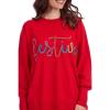 Mud Pie Women’s Holiday Sparkle Sweater(Red)