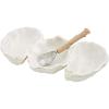 Mud Pie Oyster Shaped Triple Dip and Serving Set, White, 10.25″ x 5.5″(10.25″ x 5.5″)