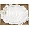 Mud Pie Ruffled Happy Definition Plate, White, 7 1/2″ x 10 1/2″(7 1/2″ x 10 1/2″)
