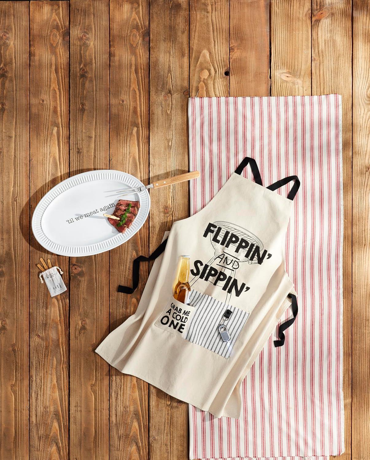 imageMud Pie Grill Light Up apron 34quot x 27quot opener 5 12quot Brown