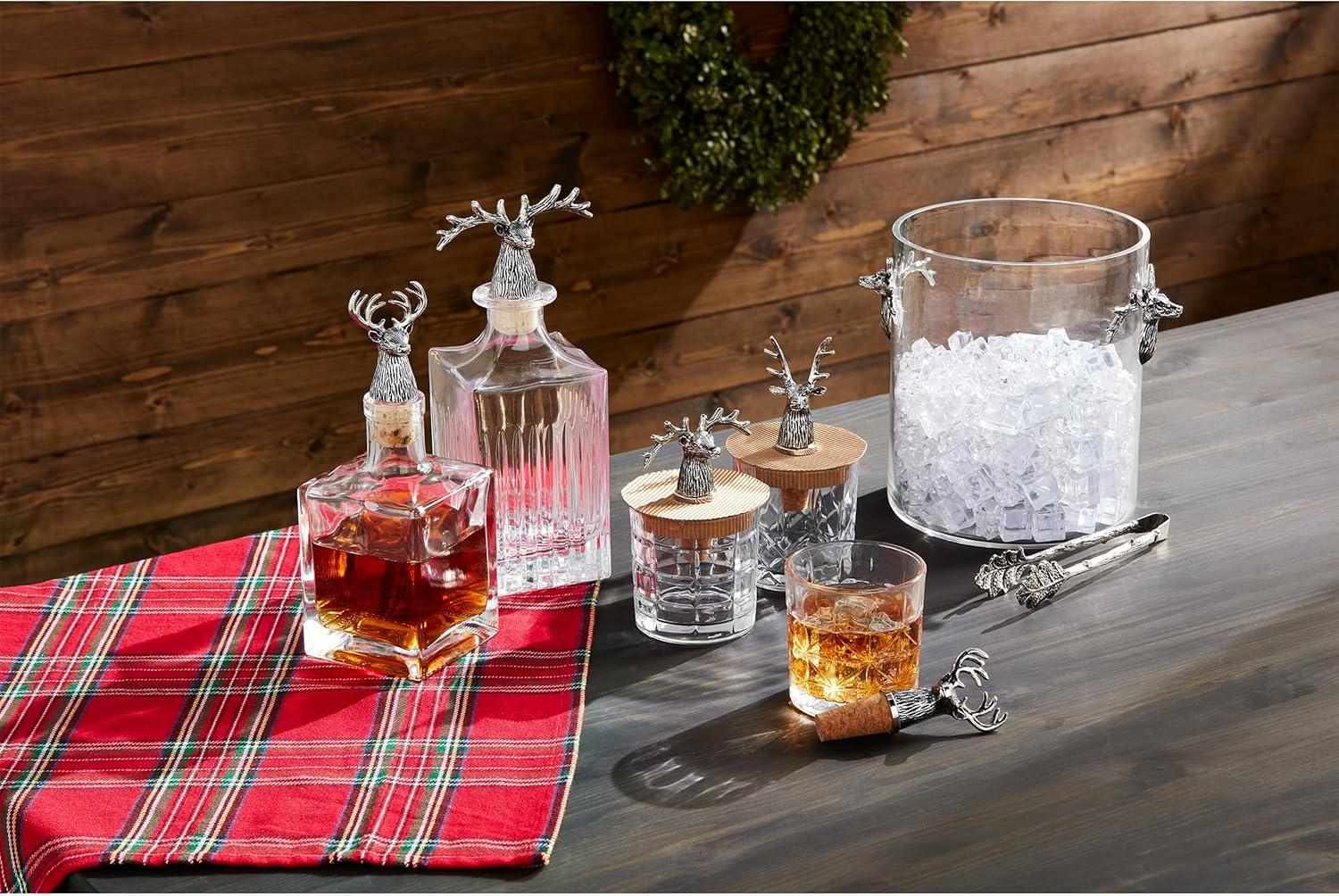 imageMud Pie Round Antler Dof Stopper glass 8 34 oz  stopper approx 3quot x 2quot