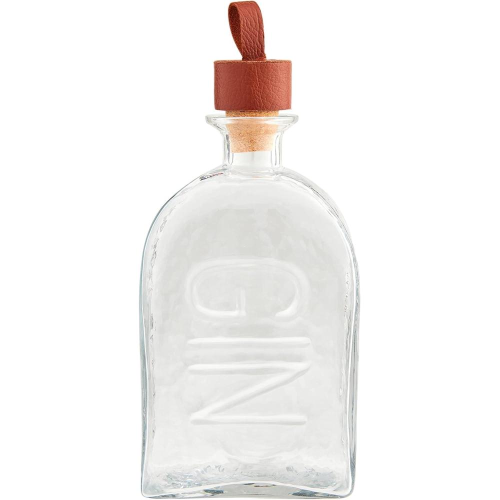 imageMud Pie Gin Glass Leather Decanter Pitchers 10 34quot x 4 12quot CLEAR