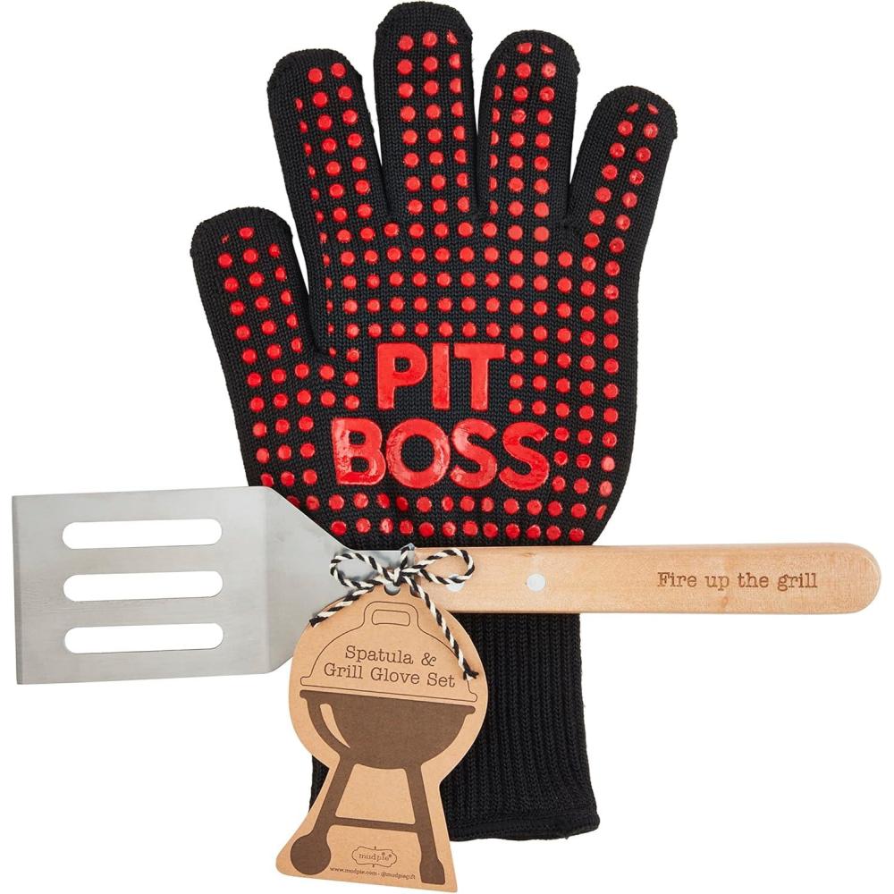 imageMud Pie Grill Tong Set glove 12 12quot x 7quot spatula 15quot RED