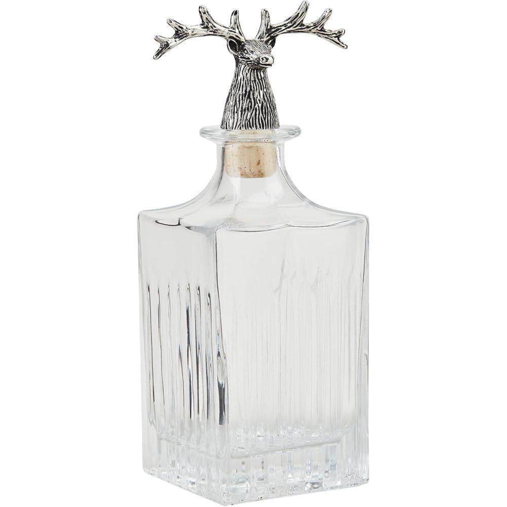 imageMud Pie Metal Deer Glass Decanter Small 11quot x 5quot