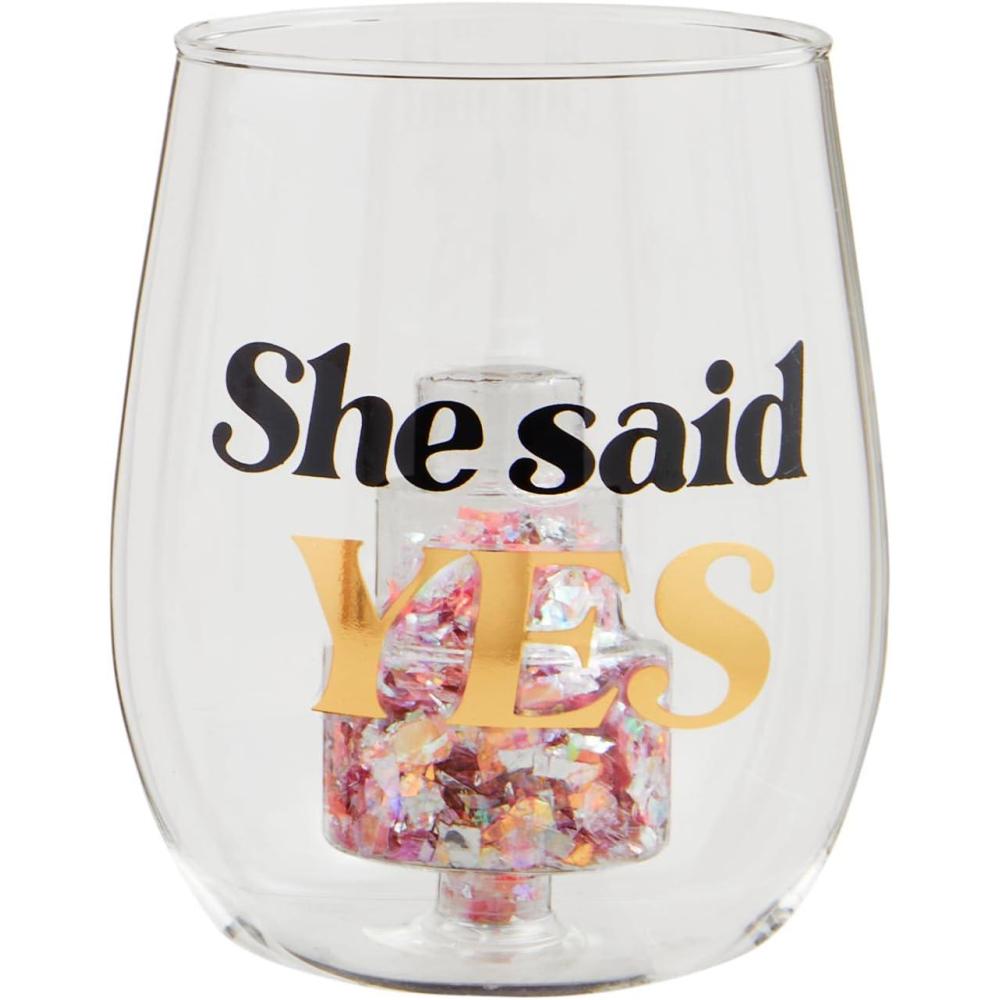 imageMud Pie She Said Yes Wedding Glass 16 oz