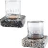 Mud Pie Black Dof With Granite Coaster, glass 8 oz | stone 4″ x 4″