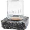 Mud Pie Black Dof With Granite Coaster, glass 8 oz | stone 4″ x 4″