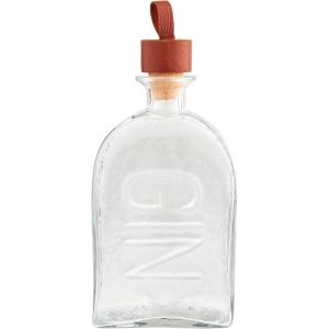 Mud Pie Gin Glass Leather Decanter Pitchers, 10 3/4″ x 4 1/2″, CLEAR