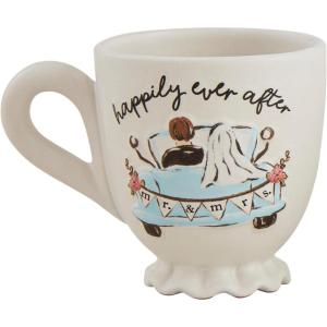 Mud Pie Happily Wedding 16 oz MUGS, White
