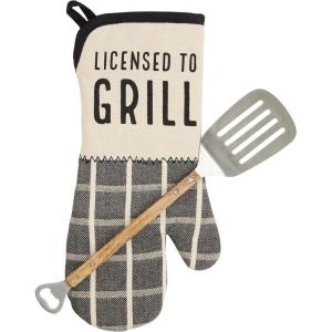 Mud Pie Mitt Set, Grill, spatula 14″ | mitt 15″ x 7″