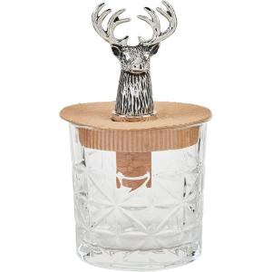 Mud Pie Round Antler Dof Stopper; glass 8 3/4 oz | stopper approx 3″ x 2″