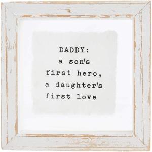 Mud Pie Small Family Glass Plaque, 4″ x 4″, Grandpa(Daddy)
