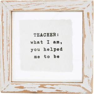 Mud Pie Small Family Glass Plaque, 4″ x 4″, Grandpa(Teacher)