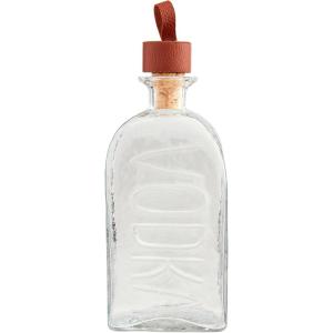 Mud Pie Vodka Glass Leather Decanter; 11 1/4″ x 4″