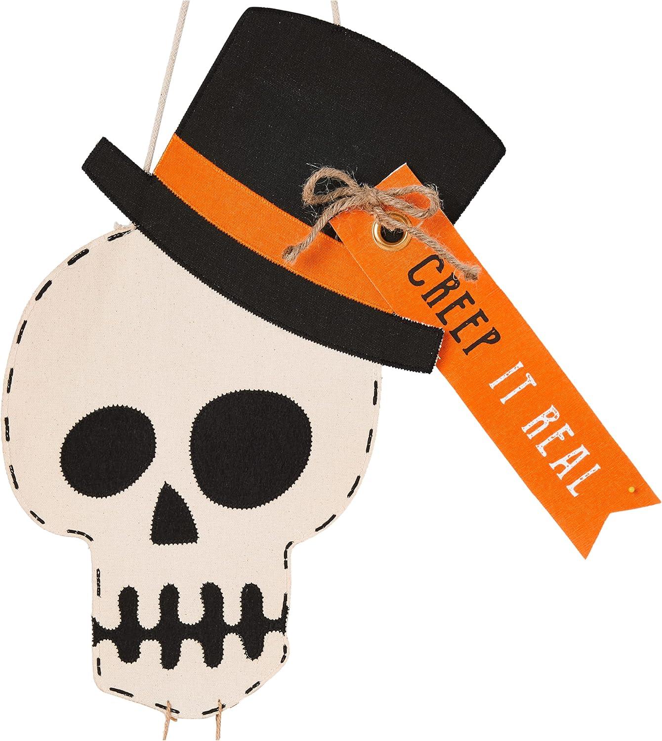imageMud Pie Halloween Skeleton Door Hanger White 59quot x 19quotBiege black orange