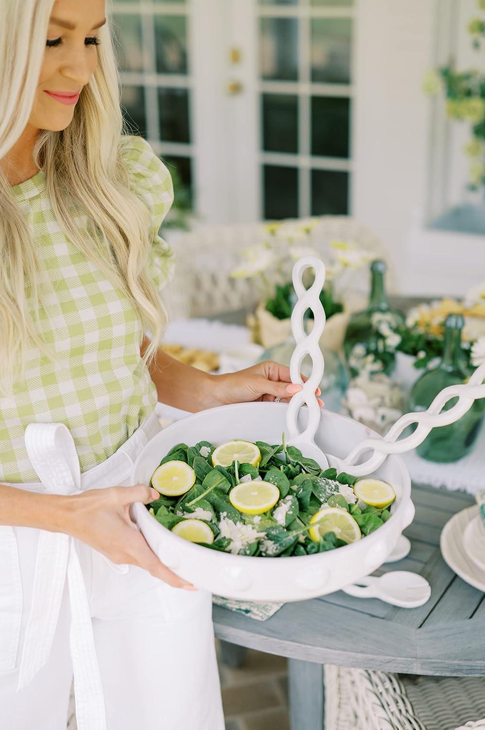 imageMud Pie White 12quot Twisted Wood Server Set