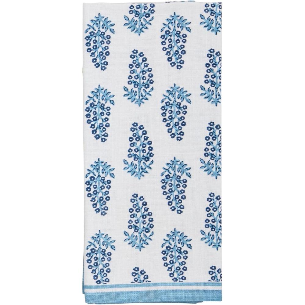 imageMud Pie Blooms Blue Block Towel 26quot x 16 12quot