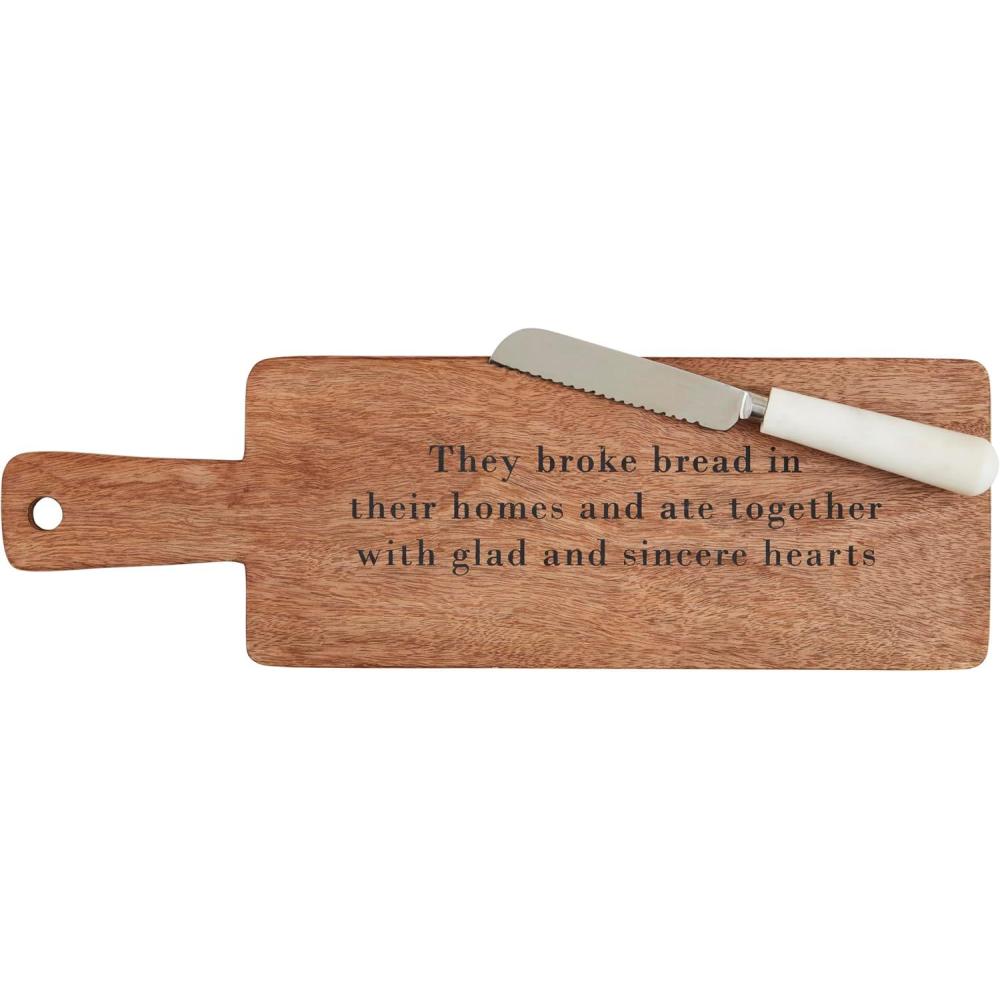 imageMud Pie Broke Bread board 5 12quot x 17 12quot knife 8quot Brown