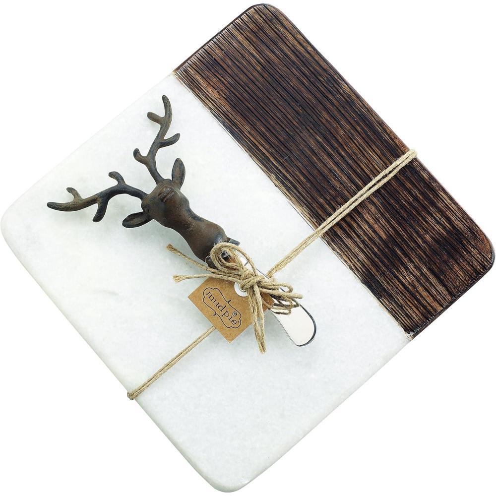 imageMud Pie Deer Marble ampamp Wood Board Set