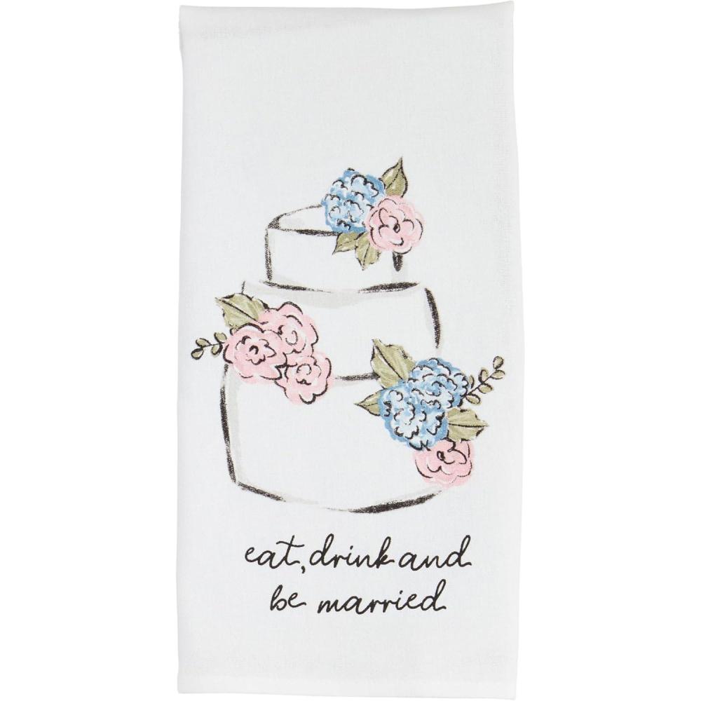 imageMud Pie Eat Drink Cotton Hand Towel 26quot x 16 12quot