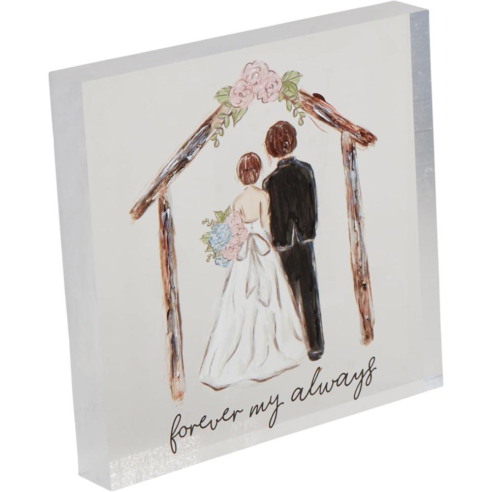 imageMud Pie Forever Acrylic Wedding Plaque Square 5 14quot x 5 14quot