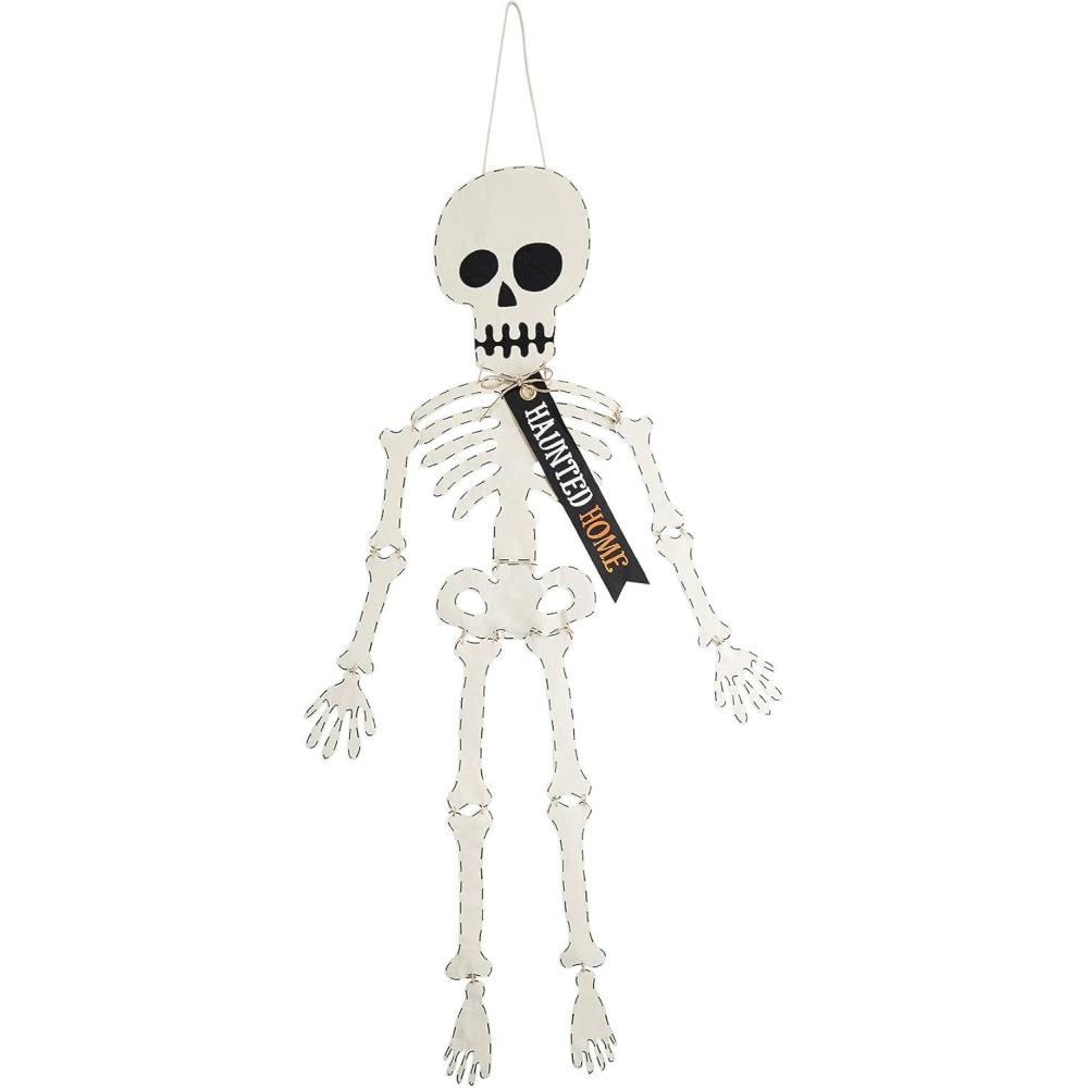imageMud Pie Halloween Skeleton Door Hanger White 59quot x 19quotHaunted Home