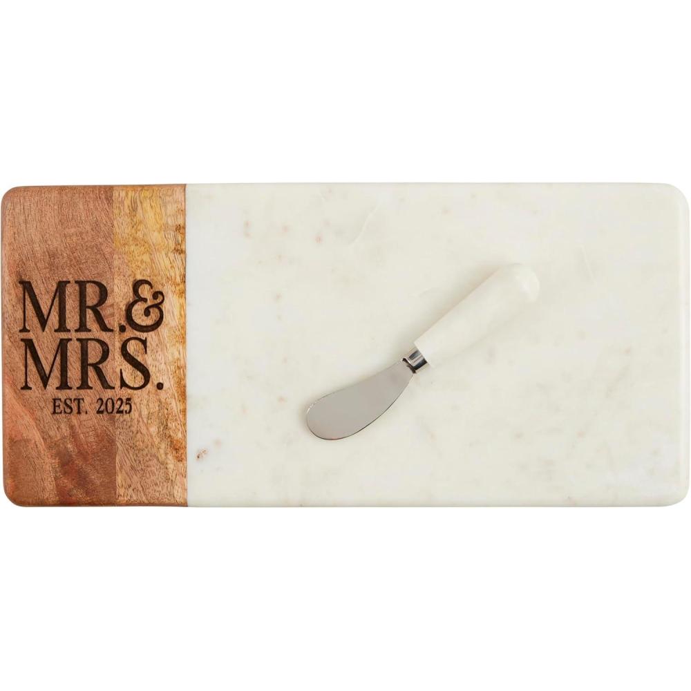 imageMud Pie Mr And Mrs Est Marble Board board 7quot x 15quot spreader 5 12quot
