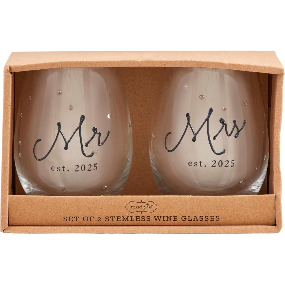 imageMud Pie Mrs Est Glass Set 16 oz DRINKWARE