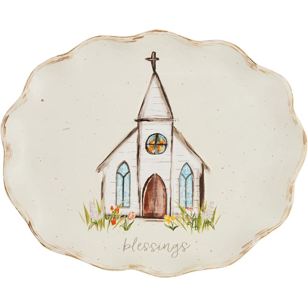 imageMud Pie Scallop Church Platter 10 14quot x 12 12quot