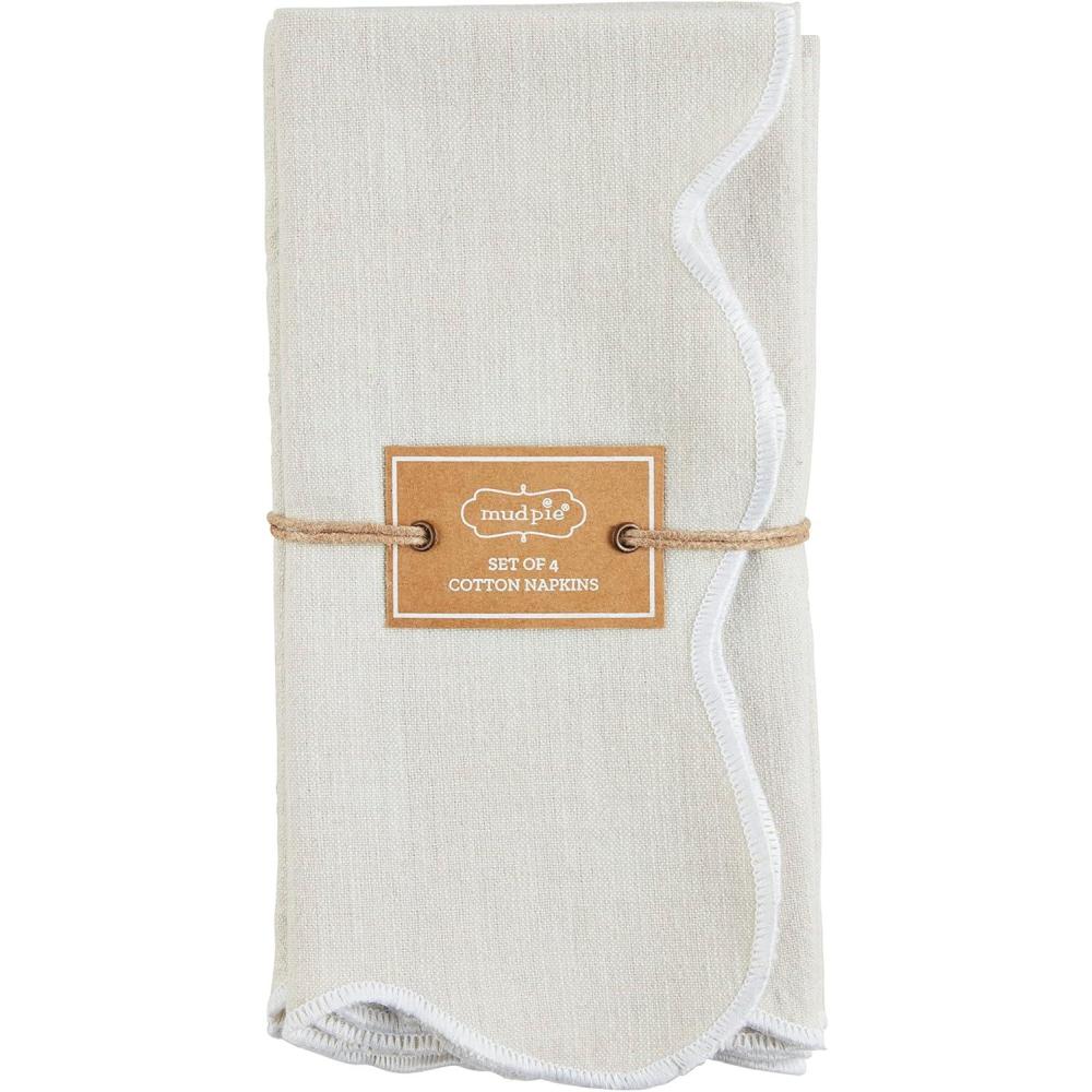 imageMud Pie Scalloped Napkin Set White 18quot x 18quot