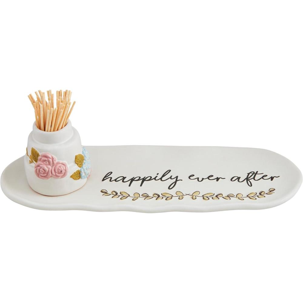 imageMud Pie Wedding Toothpick PLATTERS tray 3 14quot x 11 14quot caddy 2 34quot x 2quot dia WHite