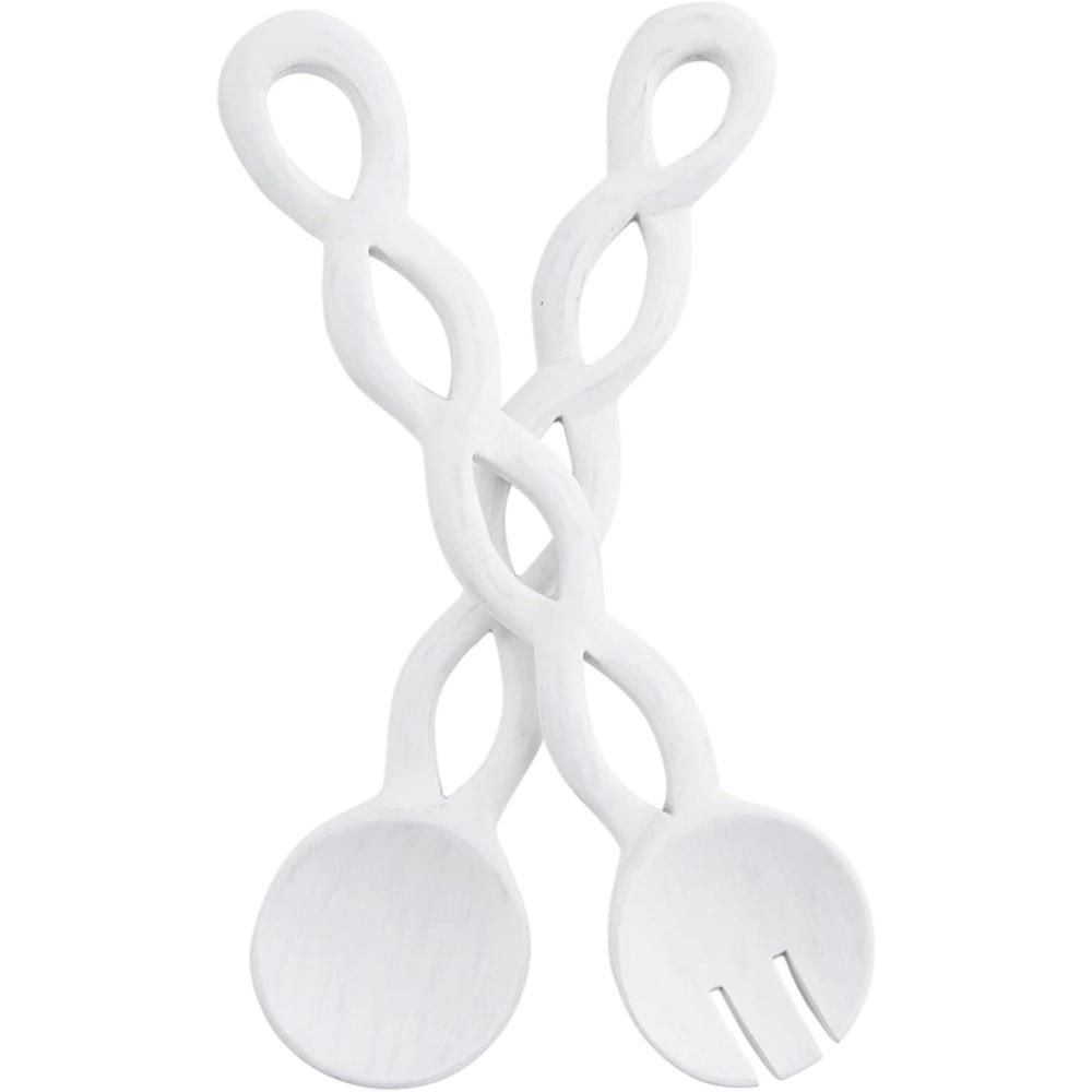 imageMud Pie White 12quot Twisted Wood Server Set