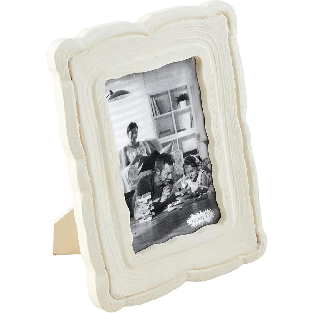 imageMud Pie White Scallop Frames Small 7quot X 5quot