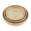 Mud Pie Woven Tray Set, Brown, Small 1.5″ x 13″ Dia | Medium 2″ x 15.25″ Dia | Large 2.5″ x 17.5″ Dia