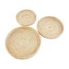 Mud Pie Woven Tray Set, Brown, Small 1.5″ x 13″ Dia | Medium 2″ x 15.25″ Dia | Large 2.5″ x 17.5″ Dia