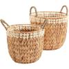 Mud Pie Beaded Hyacinth Basket Set, Brown